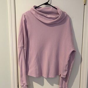 Roots Women's Light Purple waffle Cowl Neck Sweater